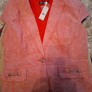 7th AVENUE DESIGN STUDIO Women's TWEED Orange Suit Vest Short Sleeve Sz 8 NWT